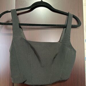 Stradivarius Black Corset Textured Top
